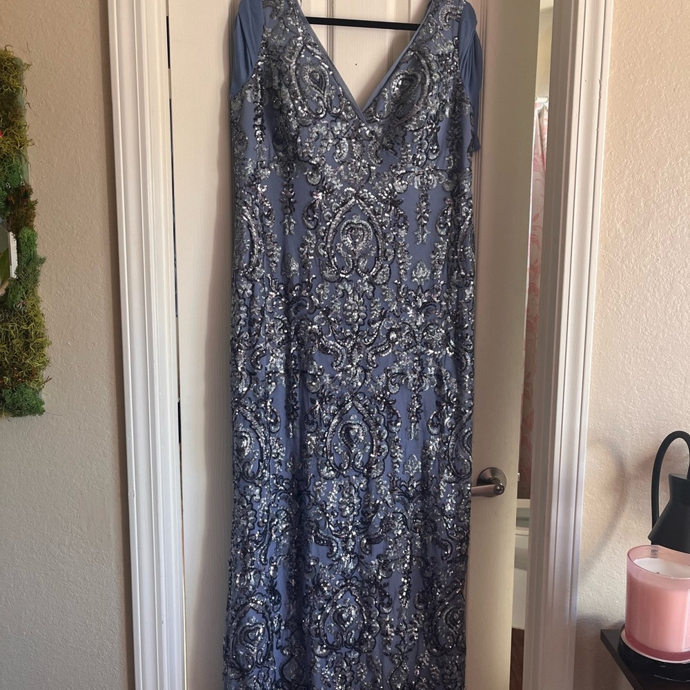 Sophisticated Blue Embellished Wedding Dress